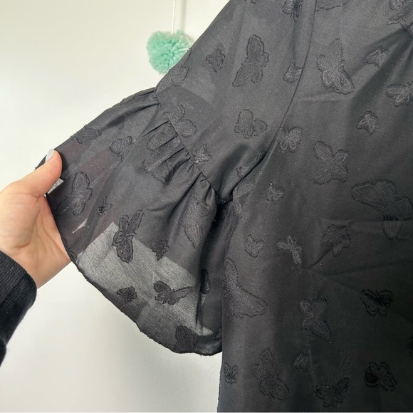 Madewell Black Butterfly Jacquard Ruffle Blouse - Picture 5 of 8